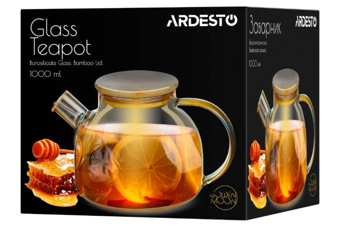 Заварник ARDESTO Golden Moon, 1000 мл, боросиликатное стекло, бамбук AR3010GBG AR3010GBG фото